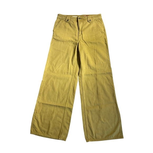 Pilcro By Anthropologie Yellow Low-Rise Column Flared Pants Women’s Size 29 Tall - Picture 3 of 9